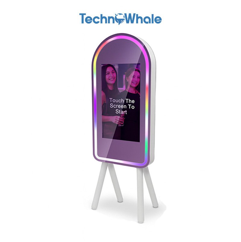 TechnoWhale 50 Inch Magic Mirror Photobooth With 4 Legs and 32 inch LCD Screen Selfie Photo Booth with Canon 2000d DSLR Camera for Events Weddings and Parties (B2B Rental Unit)