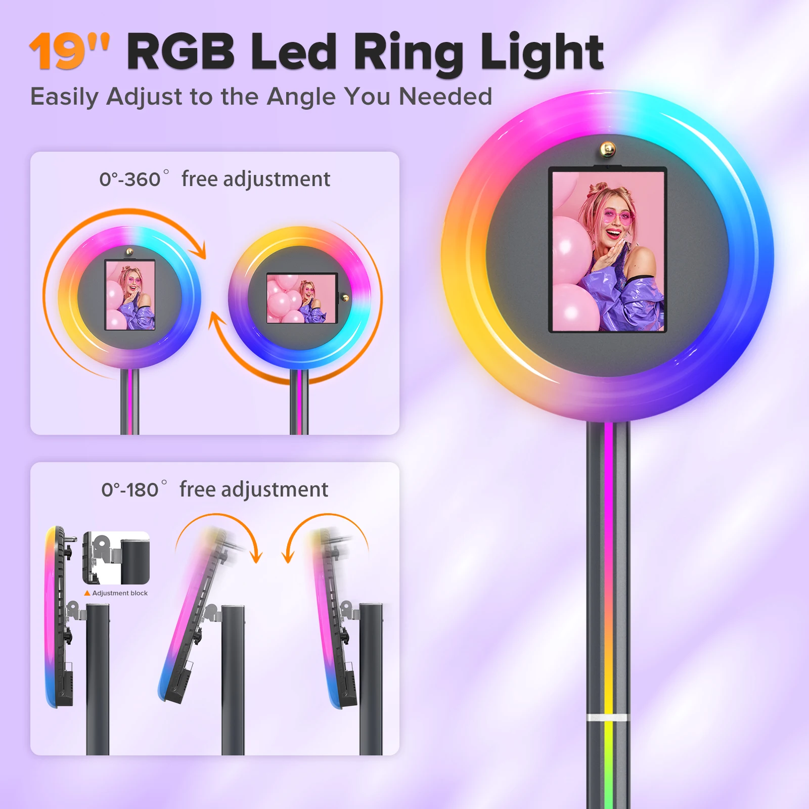 Xria XR-Q1V Portable iPad Photo Booth with Remote & APP Control | RGB Ring Light Selfie Booth Stand (B2B Rental Unit) - Image 3